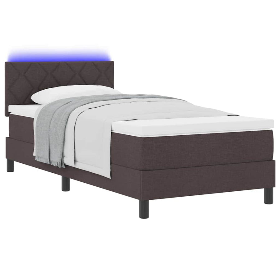 Boxspring bed met matras Donkerbruin 90 x 190 cm Stof