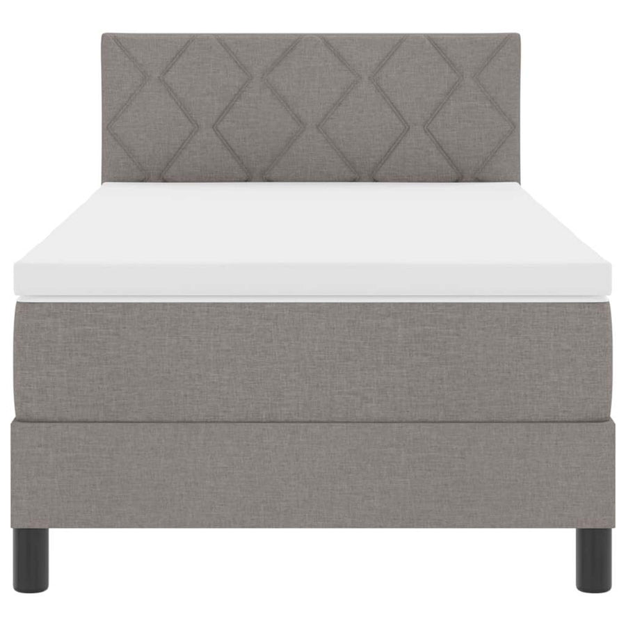 Boxspring Bed Met Matras Met Hoofdeinde Stof Taupe 90 x 190 cm Diamant blokken ontwerp