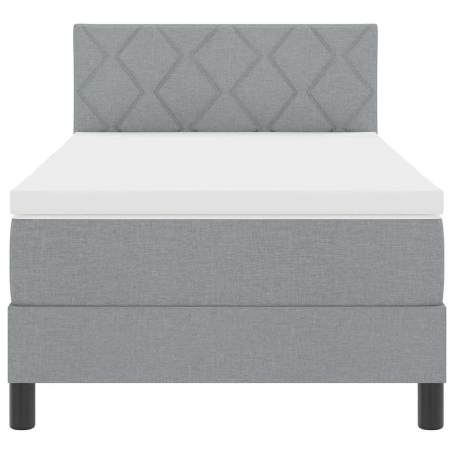 Boxspring bed met matras met LED Lichtgrijs 100 x 200 cm Stof