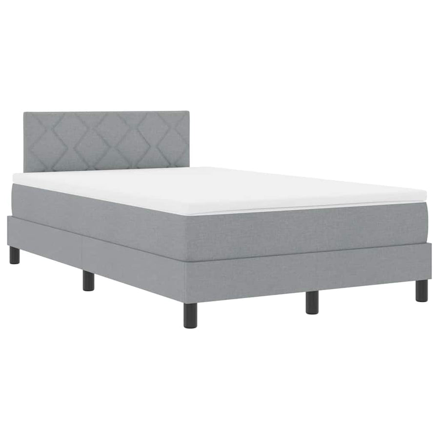 Boxspring bed met matras met LED Lichtgrijs 120 x 190 cm Stof