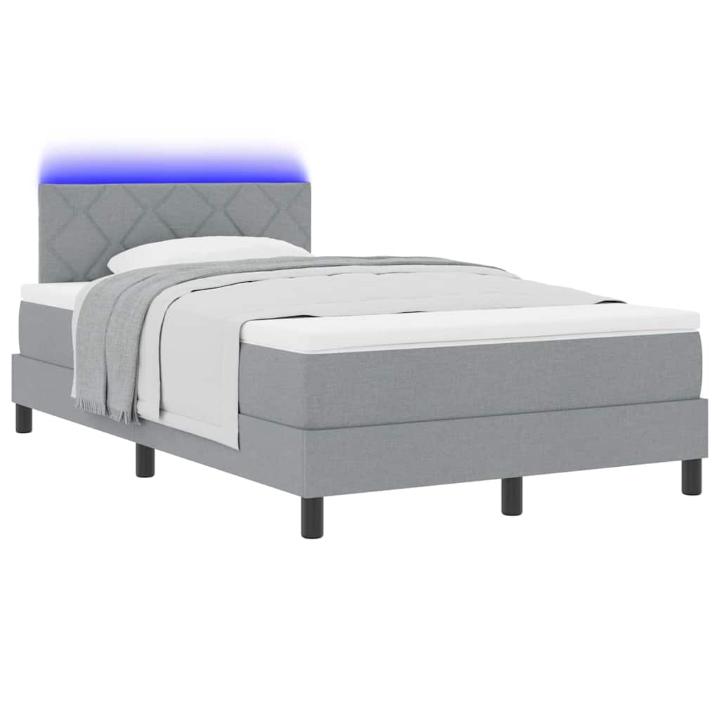 Boxspring bed met matras met LED Lichtgrijs 120 x 190 cm Stof