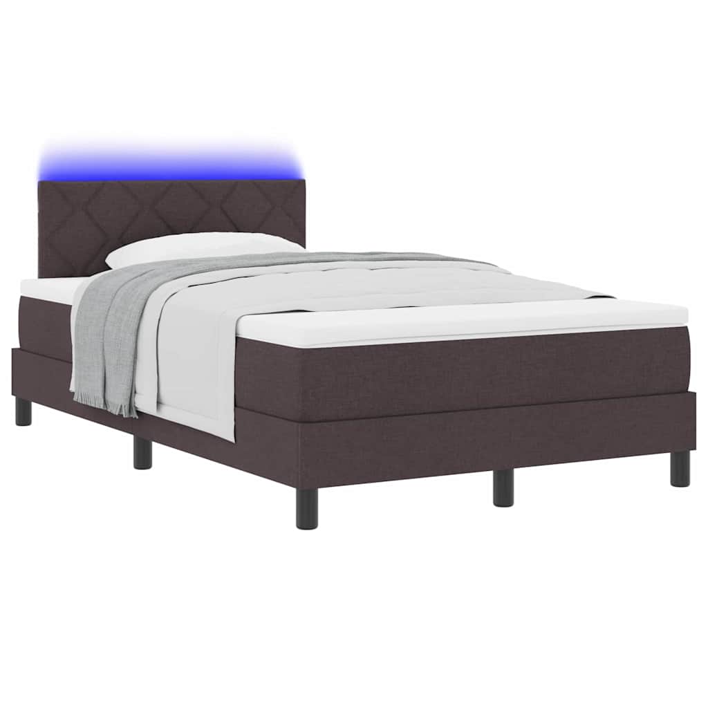 Boxspring bed met matras met LED Donkerbruin 120 x 190 cm Stof
