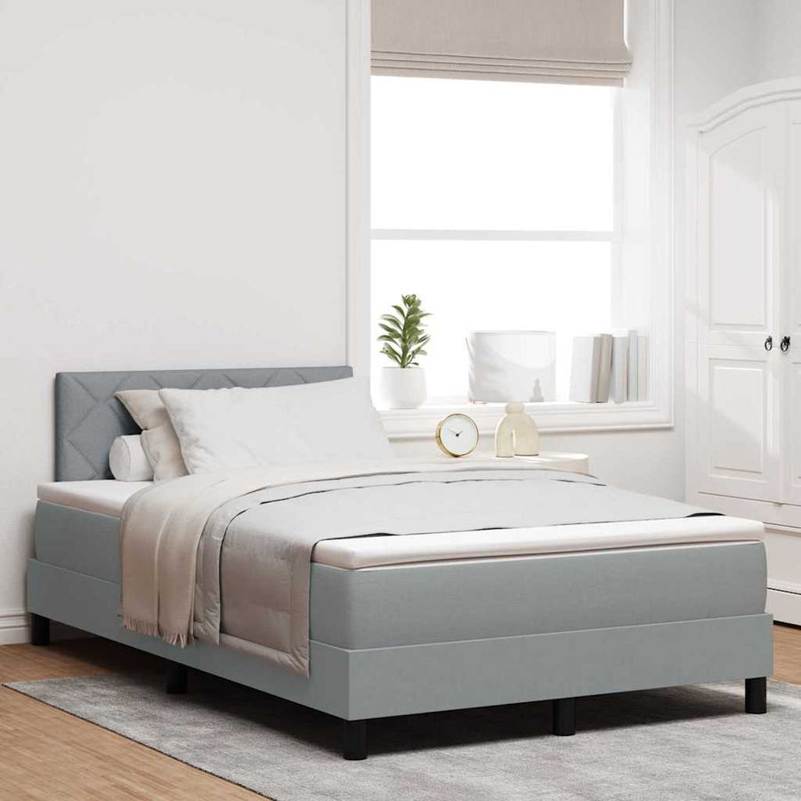 Boxspring bed met matras met LED Lichtgrijs 120 x 200 cm Stof