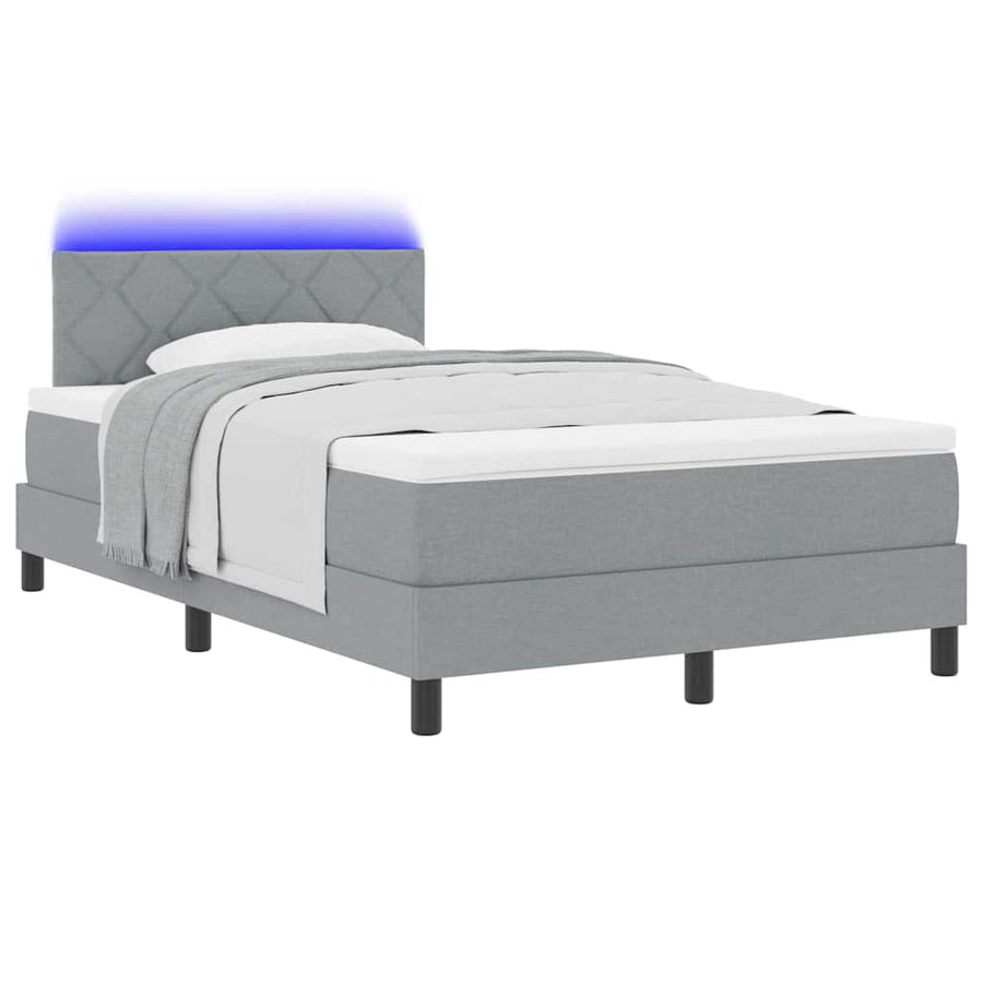 Boxspring bed met matras met LED Lichtgrijs 120 x 200 cm Stof