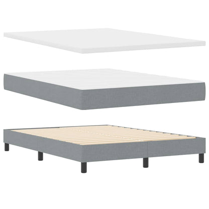 Boxspring bed met hoofdeinde Lichtgrijs 140 x 190 cm Stof
