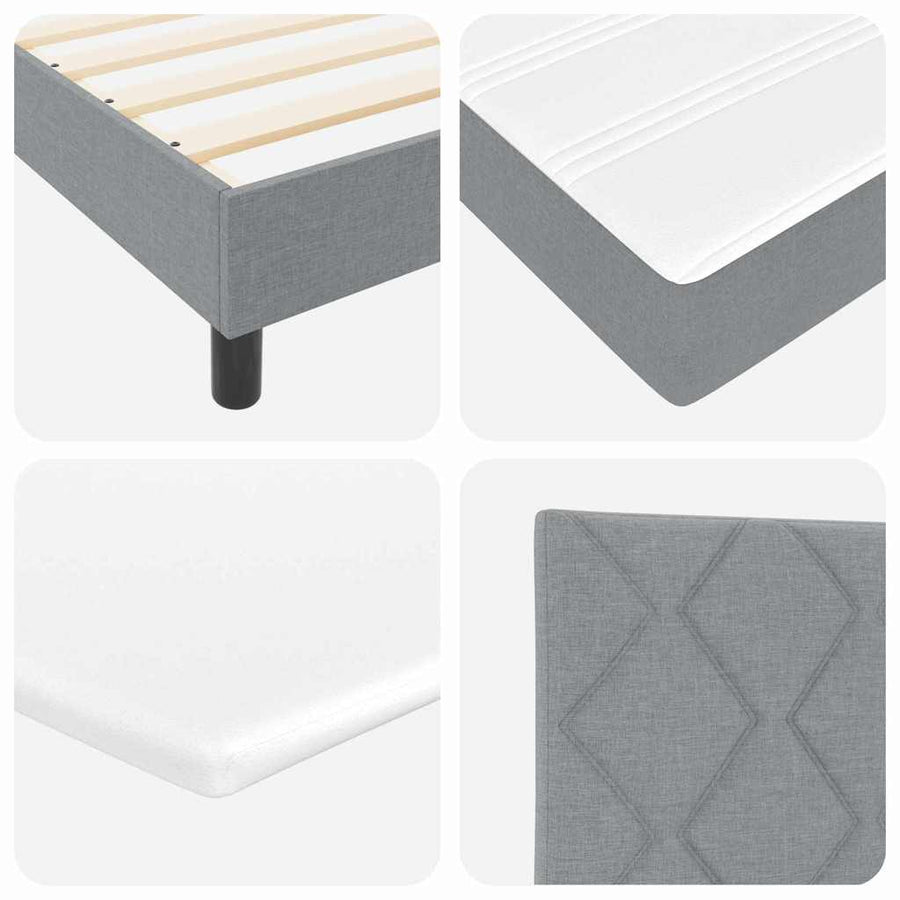 Boxspring bed met matras met LED Lichtgrijs 140 x 200 cm Stof