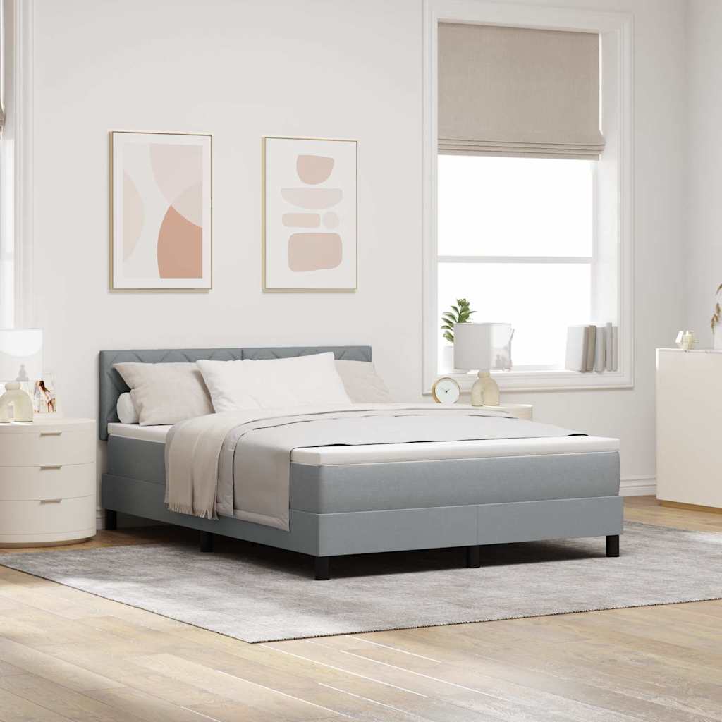 Boxspring bed met matras met LED Lichtgrijs 140 x 200 cm Stof