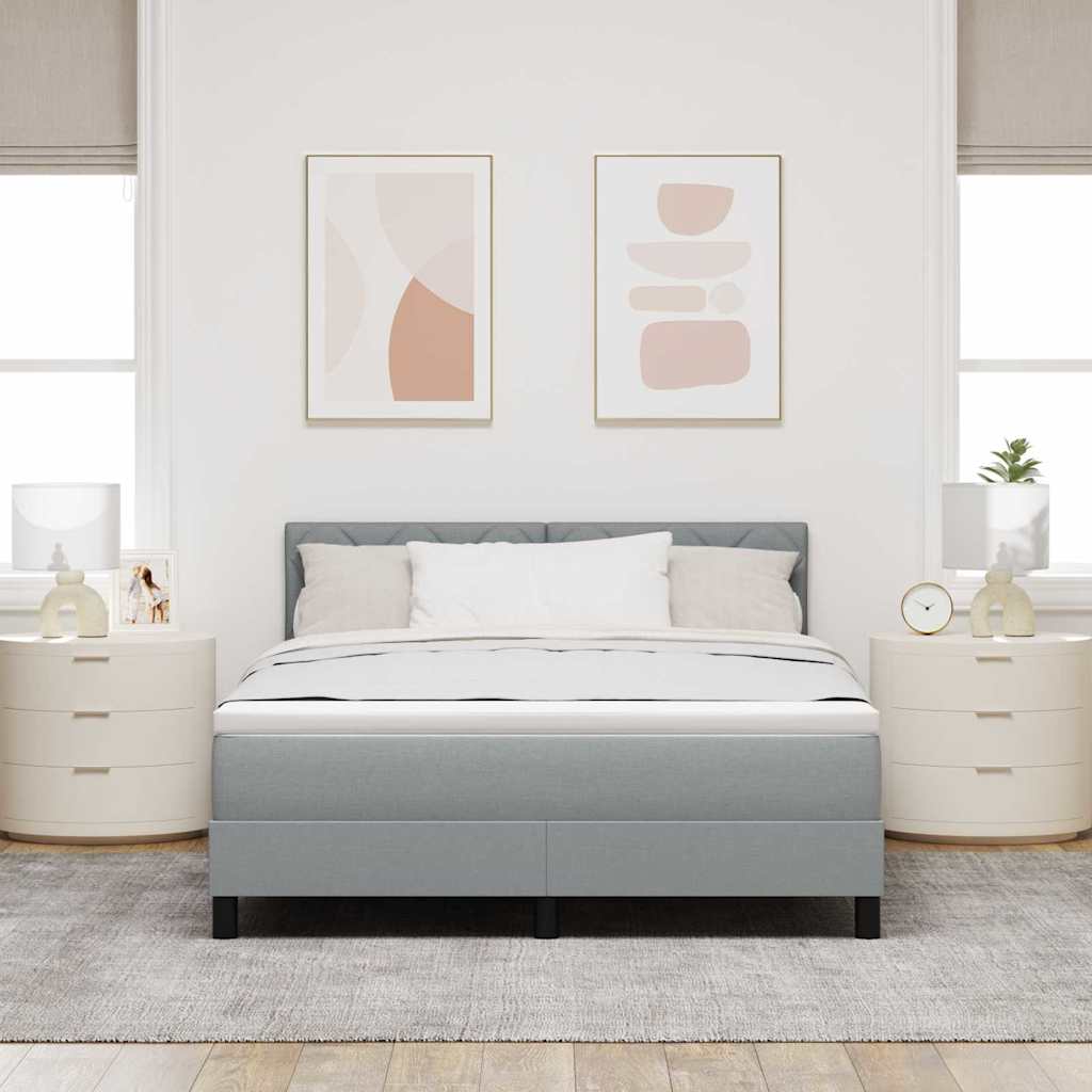 Boxspring bed met matras met LED Lichtgrijs 140 x 200 cm Stof