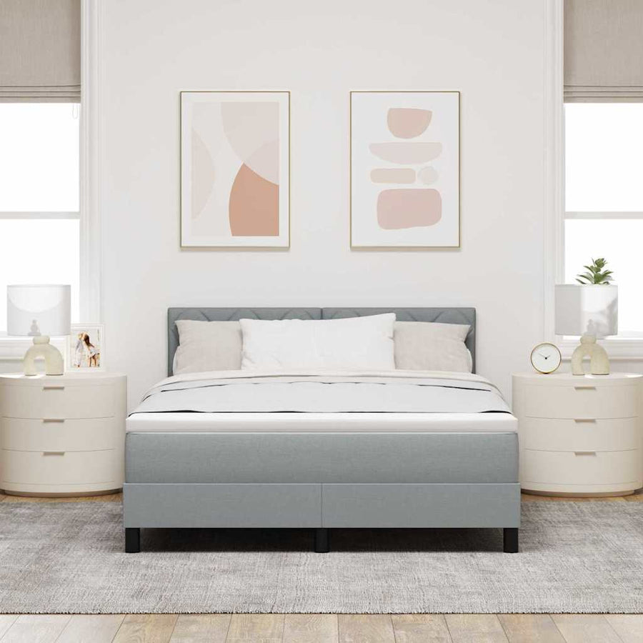 Boxspring bed met matras met LED Lichtgrijs 140 x 200 cm Stof