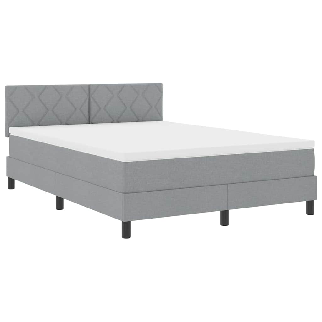 Boxspring bed met matras met LED Lichtgrijs 140 x 200 cm Stof