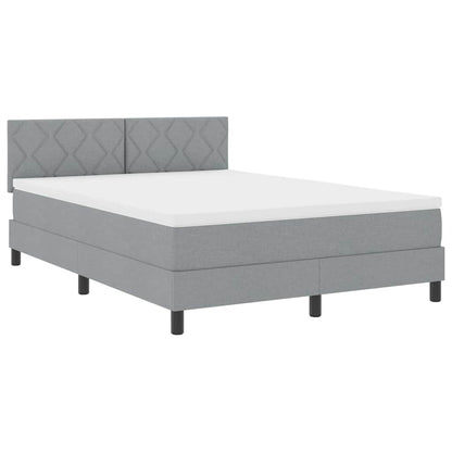 Boxspring bed met matras met LED Lichtgrijs 140 x 200 cm Stof