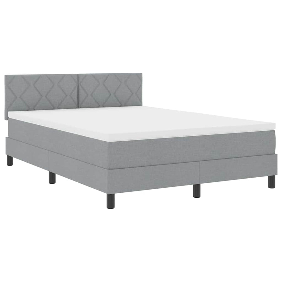 Boxspring bed met matras met LED Lichtgrijs 140 x 200 cm Stof