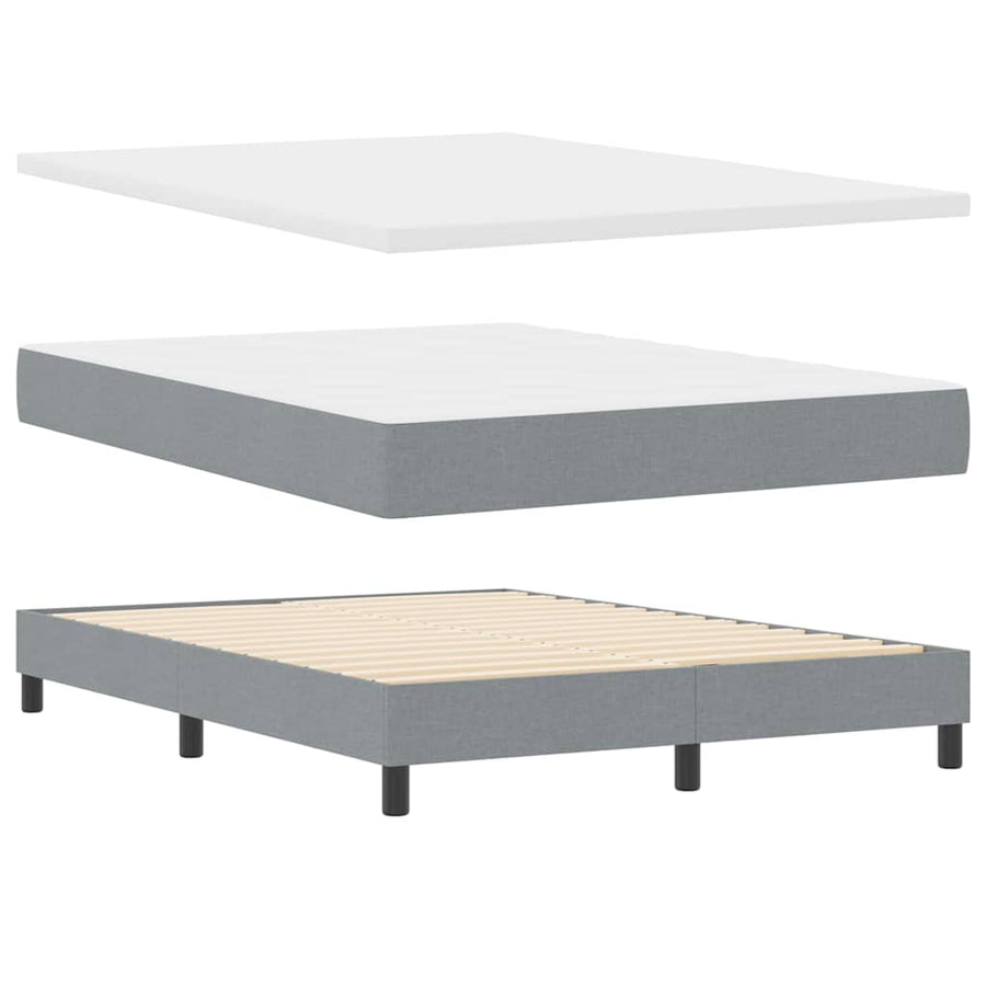 Boxspring bed met matras met LED Lichtgrijs 140 x 200 cm Stof