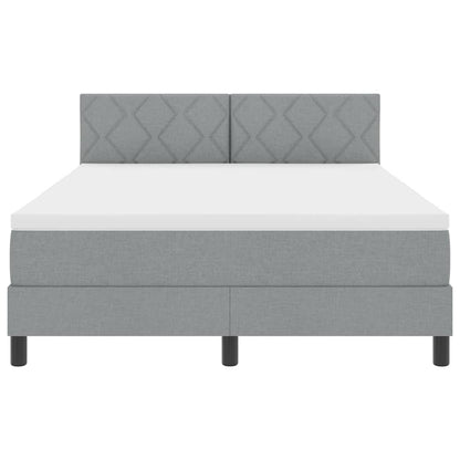 Boxspring bed met matras met LED Lichtgrijs 140 x 200 cm Stof
