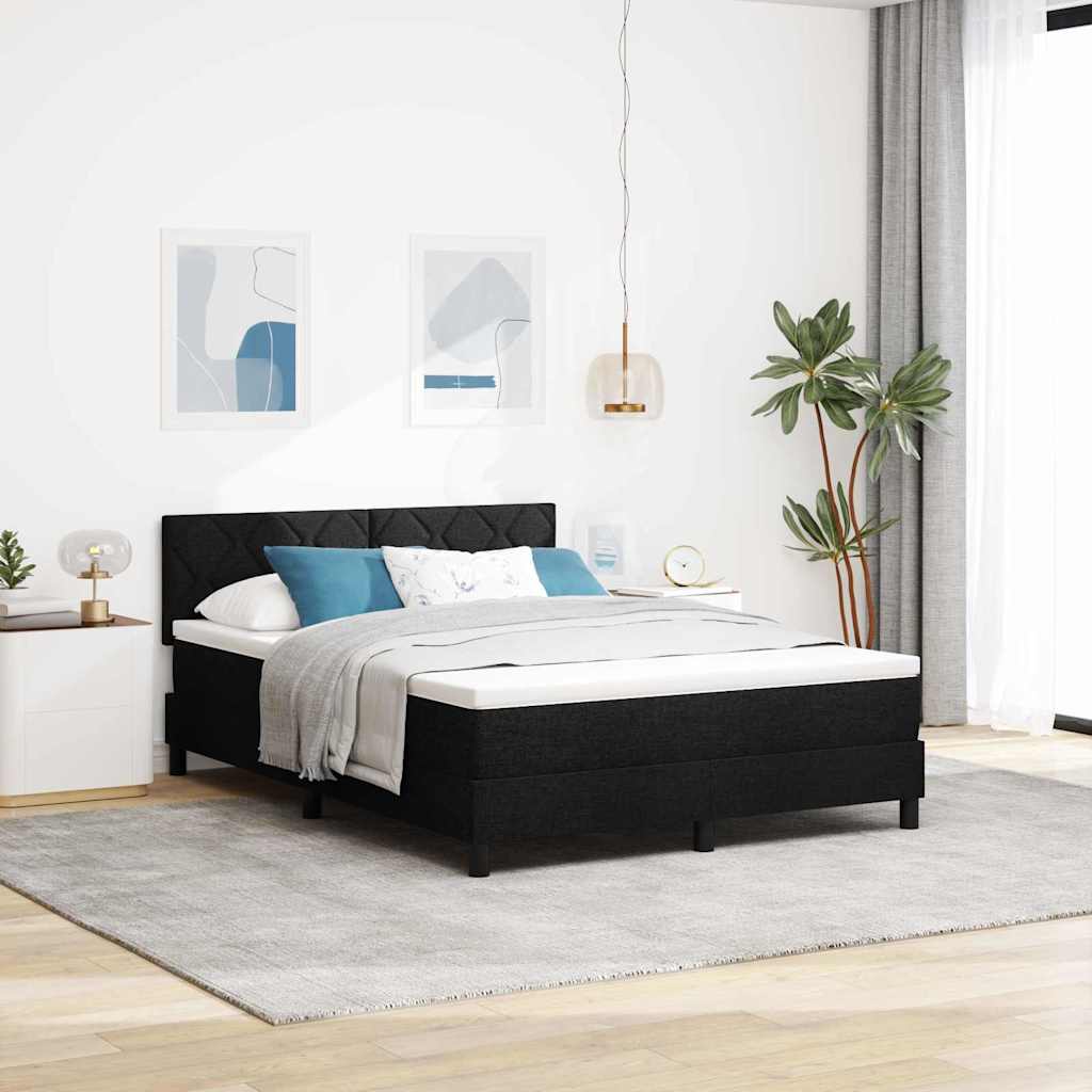 Boxspring bed met LED-stripverlichting Zwart 140 x 200 cm Stof
