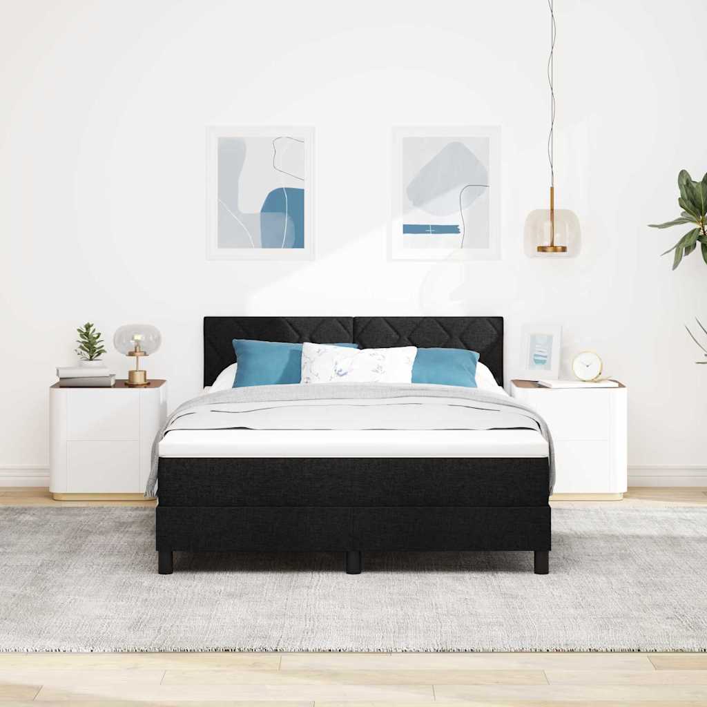 Boxspring bed met LED-stripverlichting Zwart 140 x 200 cm Stof