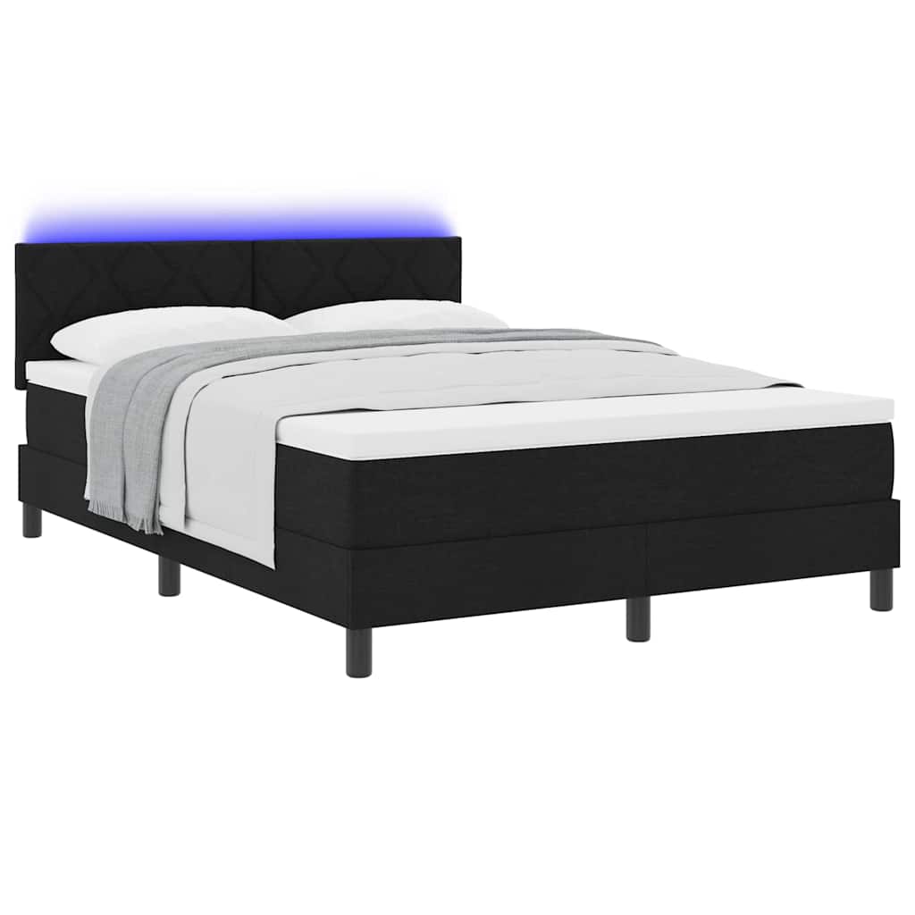 Boxspring bed met LED-stripverlichting Zwart 140 x 200 cm Stof