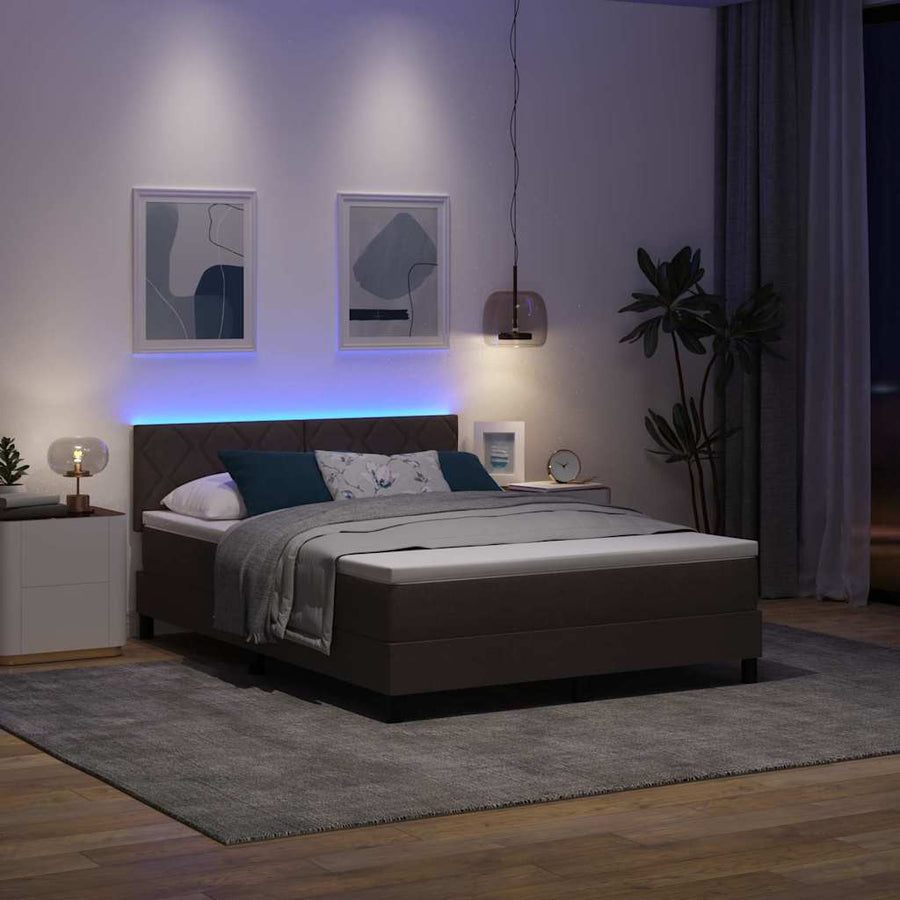 Boxspring bed met hoofdeinde Donkerbruin 140 x 200 cm Stof