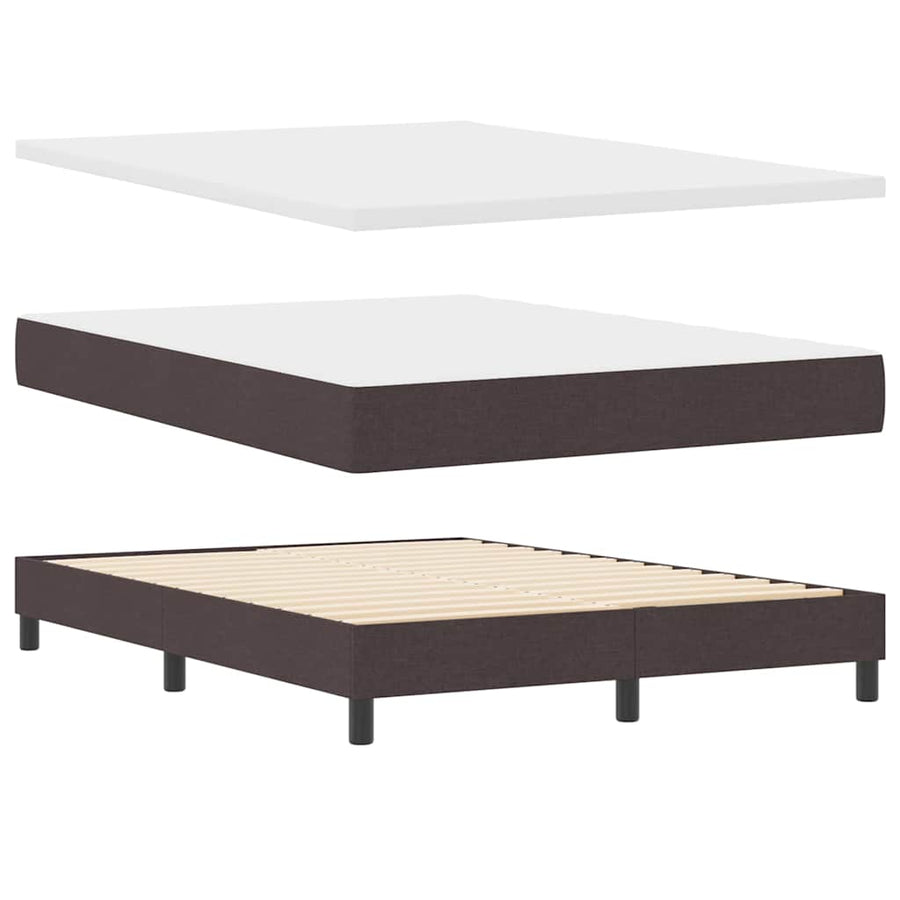 Boxspring bed met hoofdeinde Donkerbruin 140 x 200 cm Stof