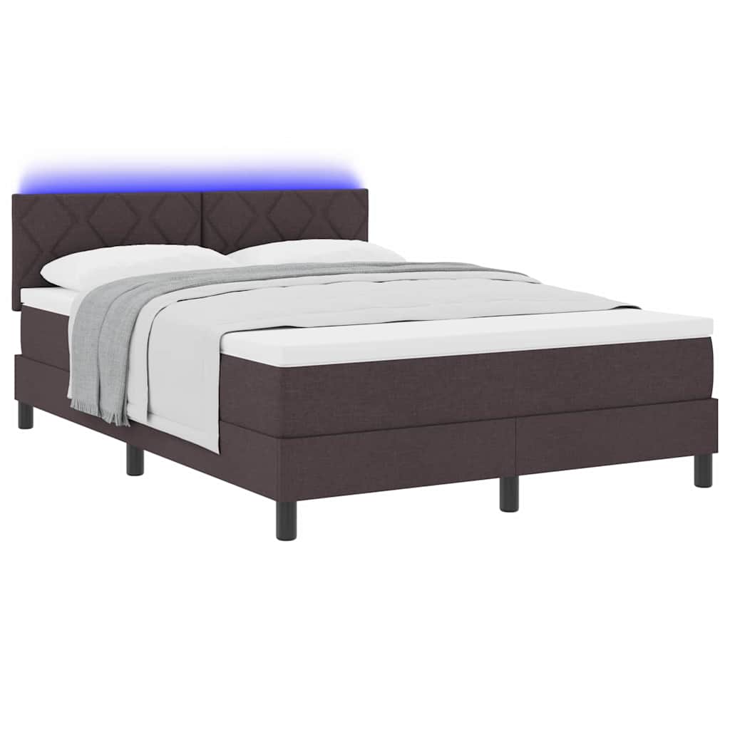 Boxspring bed met hoofdeinde Donkerbruin 140 x 200 cm Stof