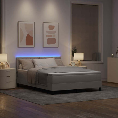 Boxspring bed met LED-stripverlichting Taupe 140 x 200 cm Stof