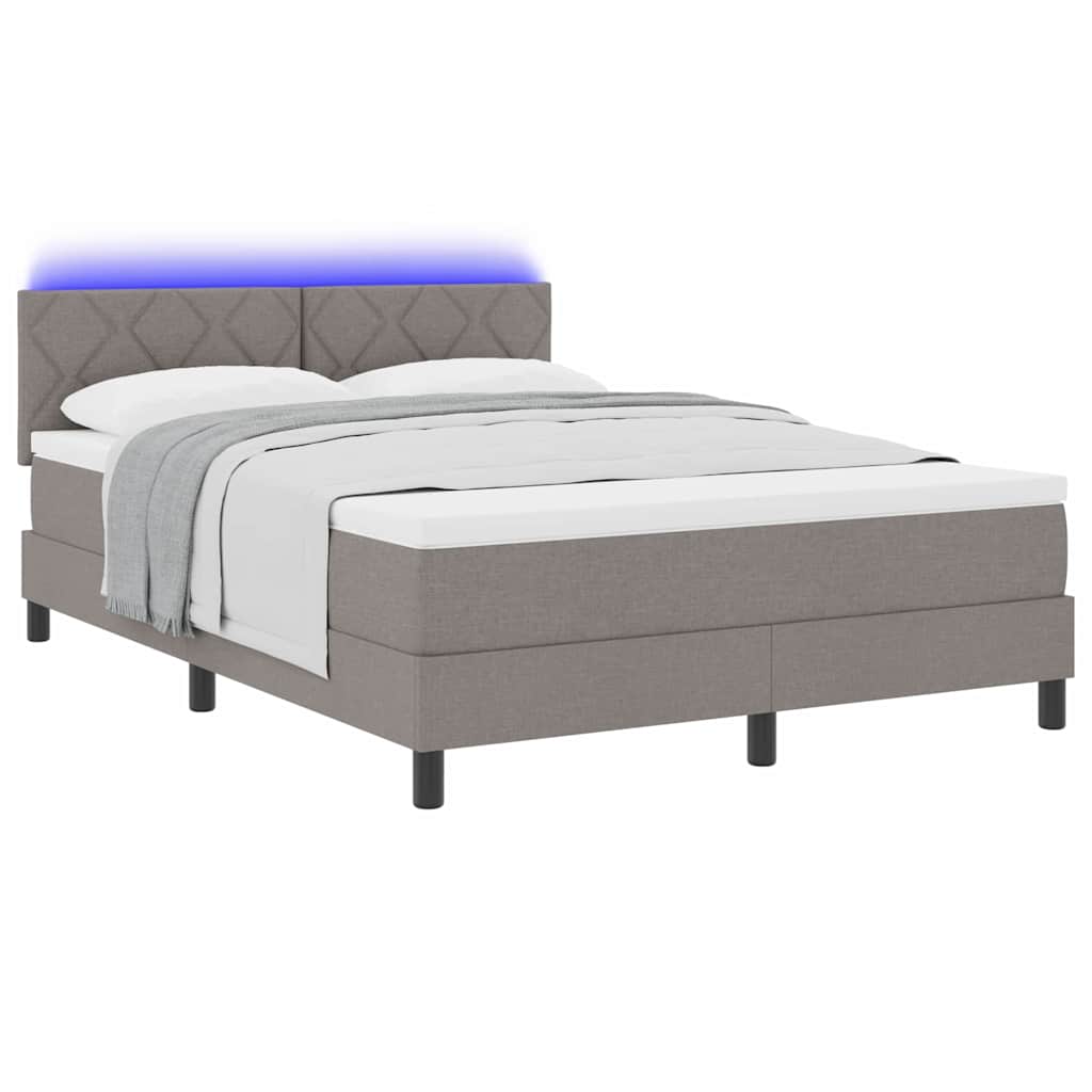 Boxspring bed met LED-stripverlichting Taupe 140 x 200 cm Stof