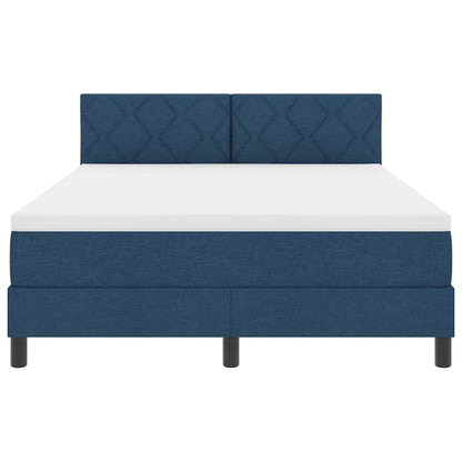Boxspring bed met LED-stripverlichting Blauw 140 x 200 cm Stof