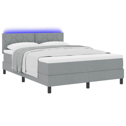Boxspring bed met hoofdeinde Lichtgrijs 160 x 200 cm Stof
