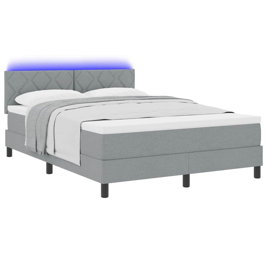 Boxspring bed met hoofdeinde Lichtgrijs 160 x 200 cm Stof