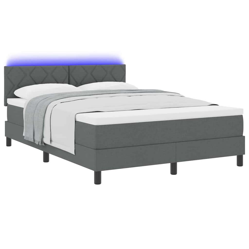 Boxspring bed met hoofdeinde Donkergrijs 160 x 200 cm Stof
