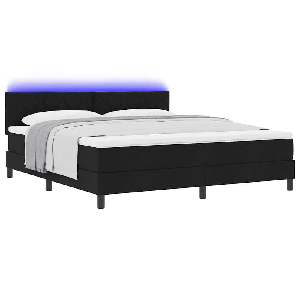 Boxspring bed met LED-stripverlichting Zwart 180 x 200 cm Stof