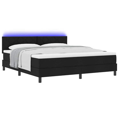 Boxspring bed met LED-stripverlichting Zwart 180 x 200 cm Stof