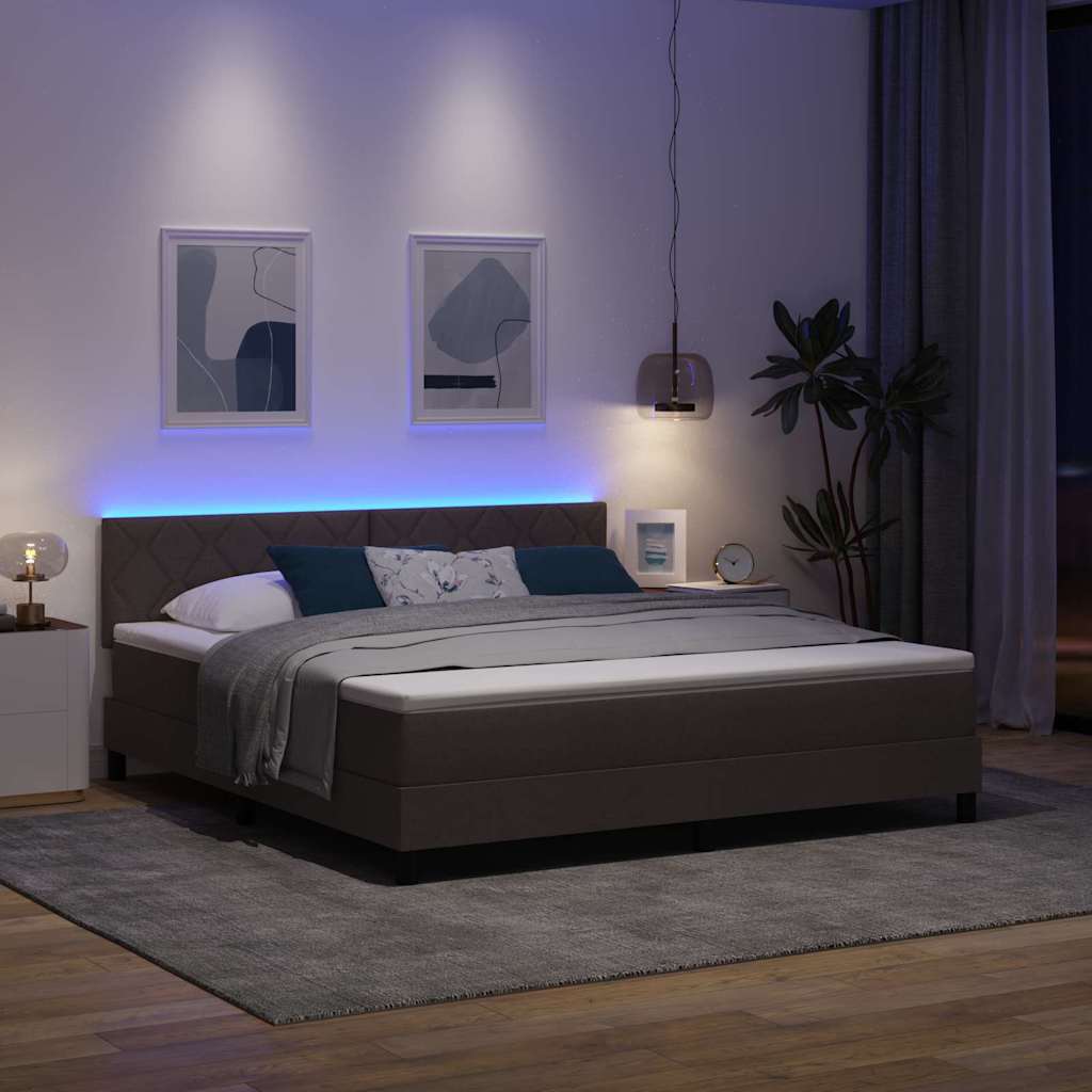 Boxspring bed met hoofdeinde Donkerbruin 180 x 200 cm Stof