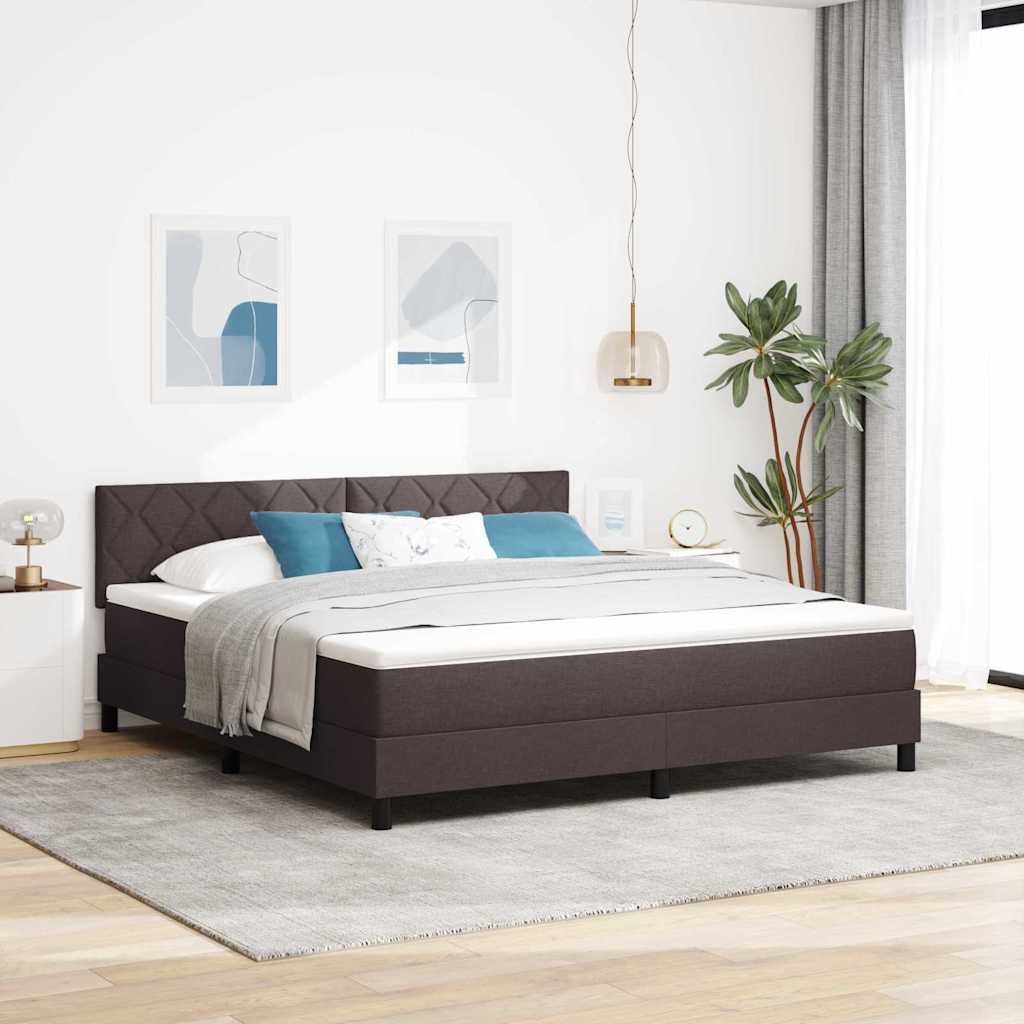 Boxspring bed met hoofdeinde Donkerbruin 180 x 200 cm Stof