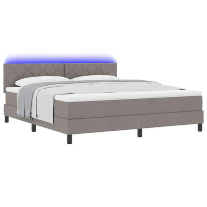 Boxspring bed met LED-stripverlichting Taupe 180 x 200 cm Stof