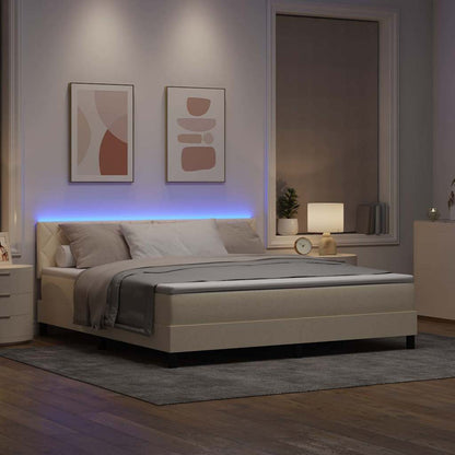 Boxspring bed met LED-stripverlichting Crème 180 x 200 cm Stof