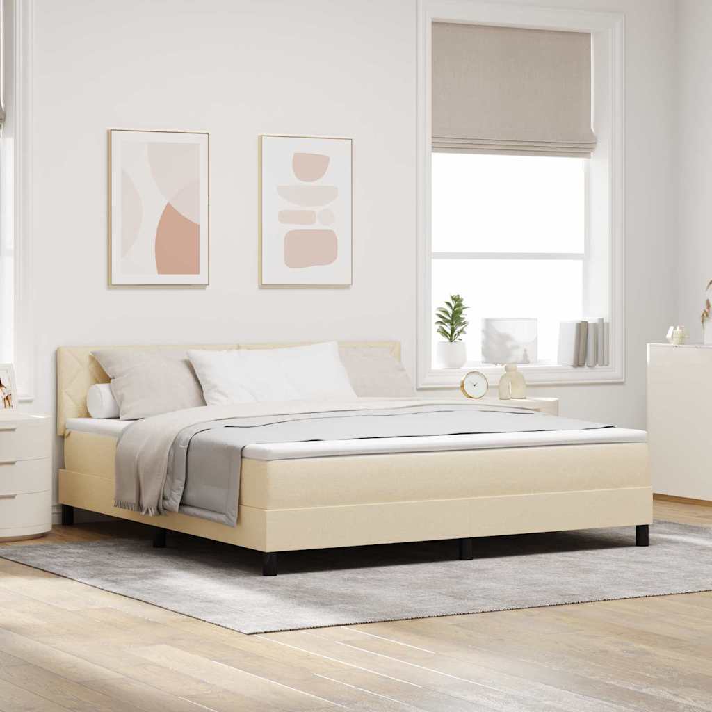 Boxspring bed met LED-stripverlichting Crème 180 x 200 cm Stof