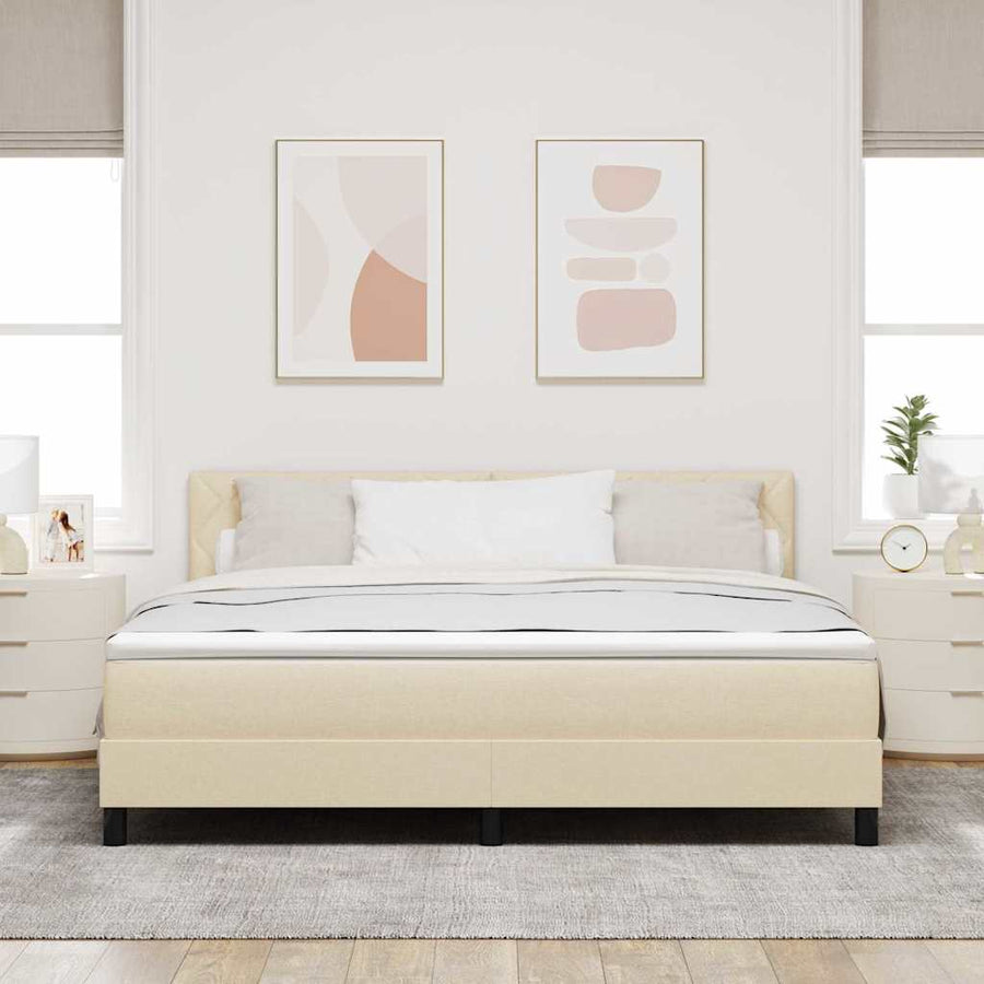 Boxspring bed met LED-stripverlichting Crème 180 x 200 cm Stof