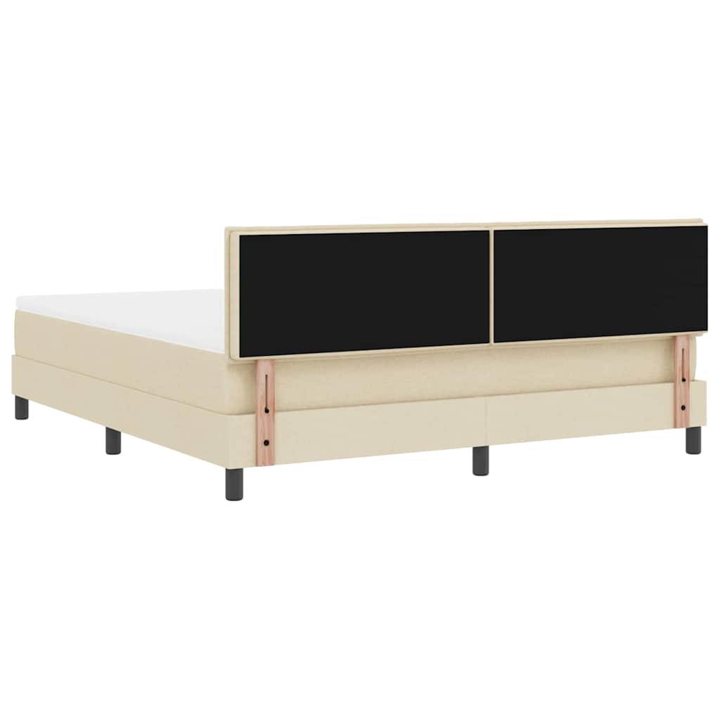 Boxspring bed met LED-stripverlichting Crème 180 x 200 cm Stof