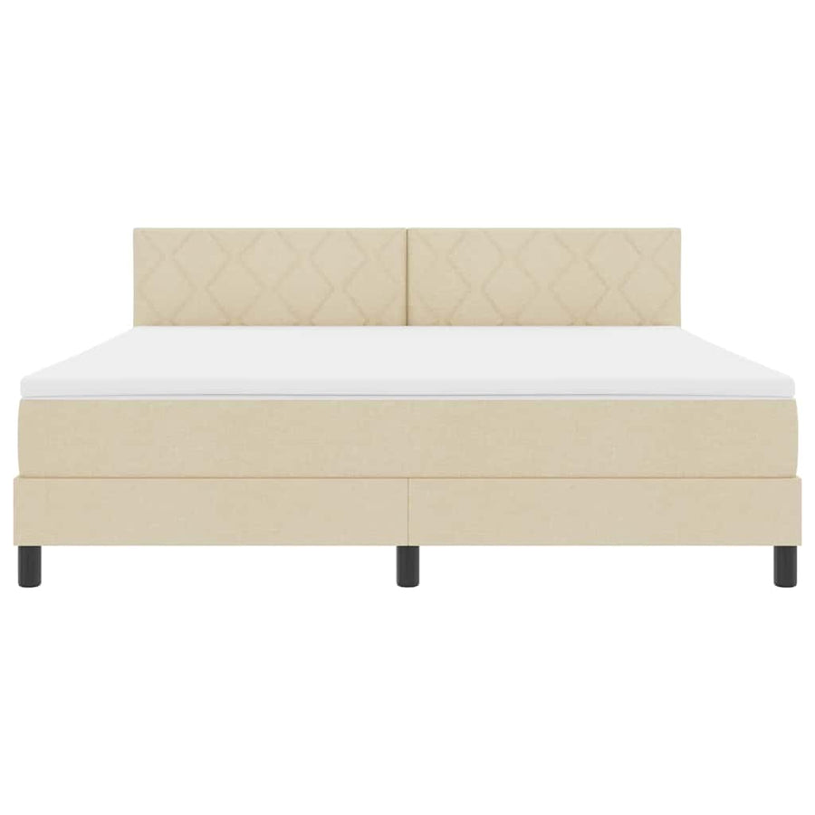 Boxspring bed met LED-stripverlichting Crème 180 x 200 cm Stof