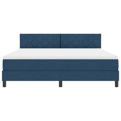 Boxspring bed met LED-stripverlichting Blauw 180 x 200 cm Stof