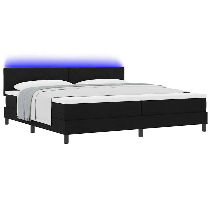 Boxspring bed met matras met hoofdeinde Zwart 200 x 200 cm Stof