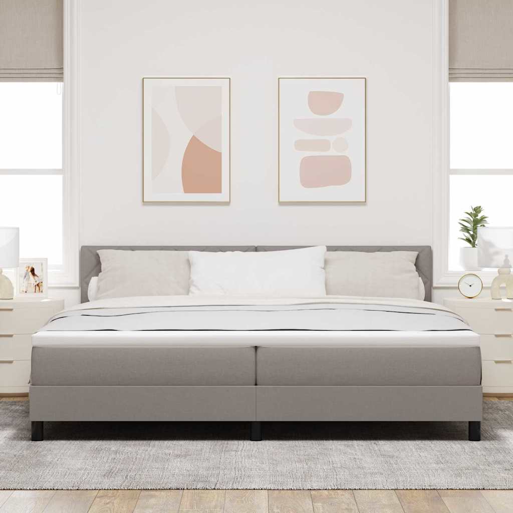 Boxspring bed met matras met hoofdeinde Taupe 200 x 200 cm Stof