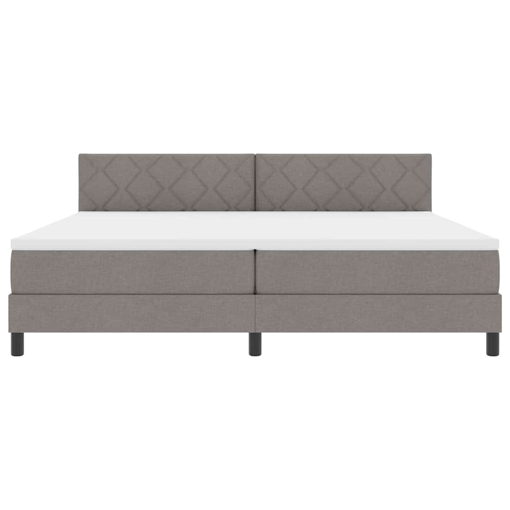 Boxspring bed met matras met hoofdeinde Taupe 200 x 200 cm Stof