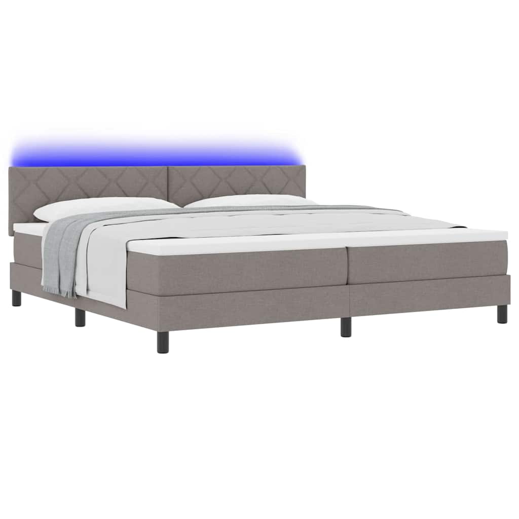 Boxspring bed met matras met hoofdeinde Taupe 200 x 200 cm Stof