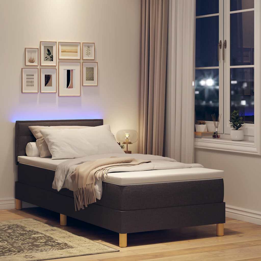 LED Box Spring Bed met hoofdeinde Donkerbruin 100 x 200 cm Stof