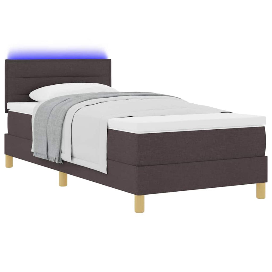 LED Box Spring Bed met hoofdeinde Donkerbruin 100 x 200 cm Stof