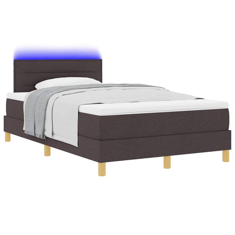 LED Box Spring Bed met hoofdeinde Donkerbruin 120 x 190 cm Stof