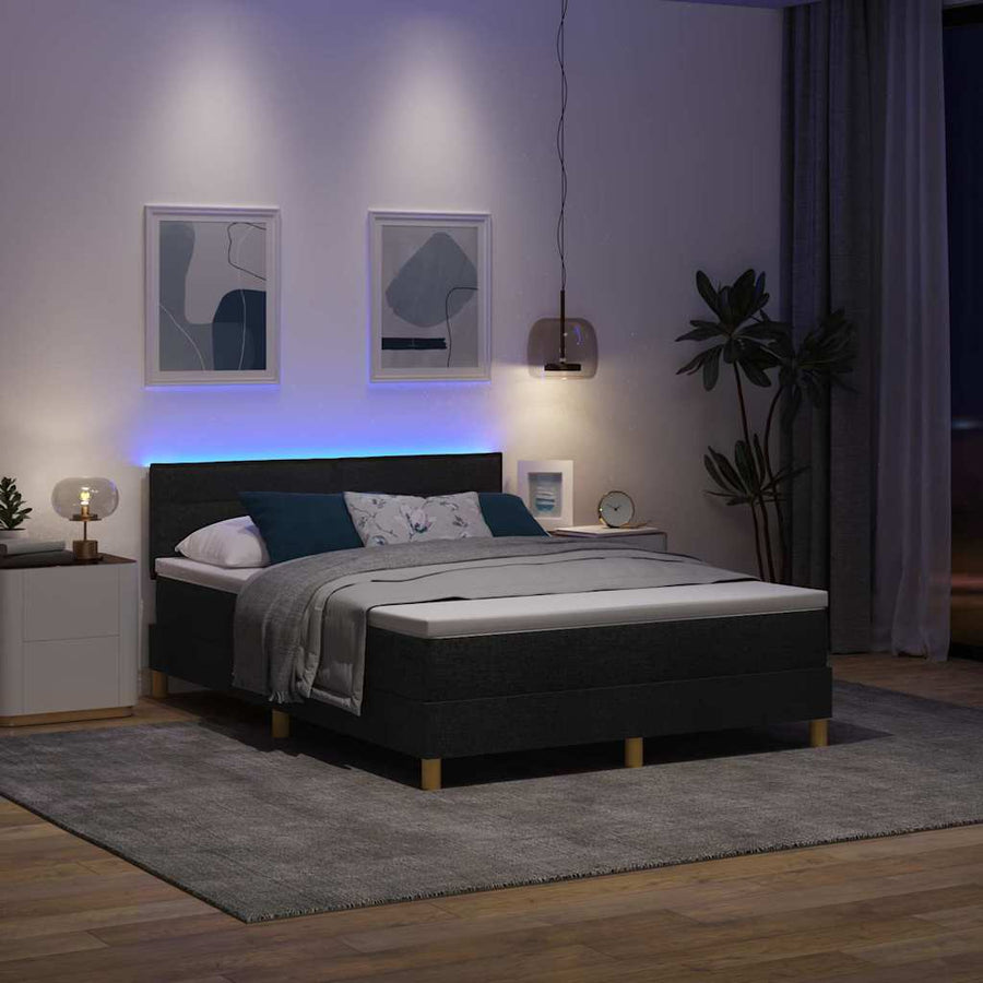 Boxspring bed met matras met hoofdeinde Zwart 140 x 190 cm Stof