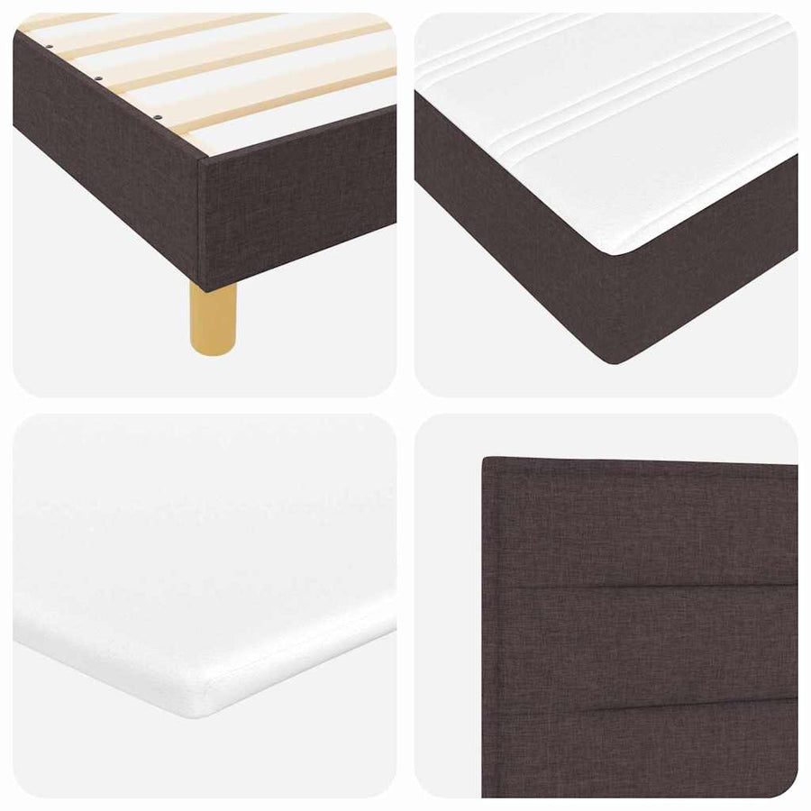 LED Box Spring Bed met hoofdeinde Donkerbruin 140 x 200 cm Stof